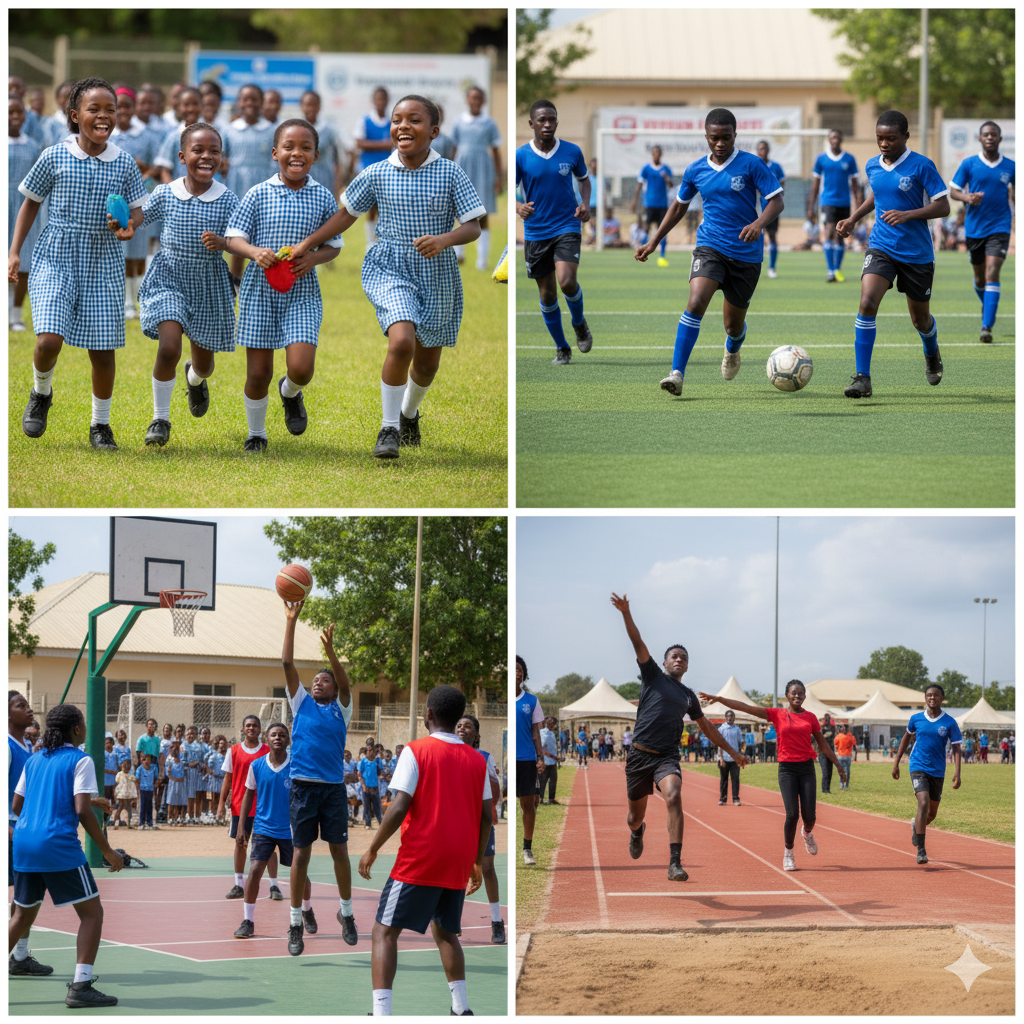 Students at Verbum Dei Schools building teamwork, discipline, and confidence through football, basketball, athletics, and fun physical education activities.