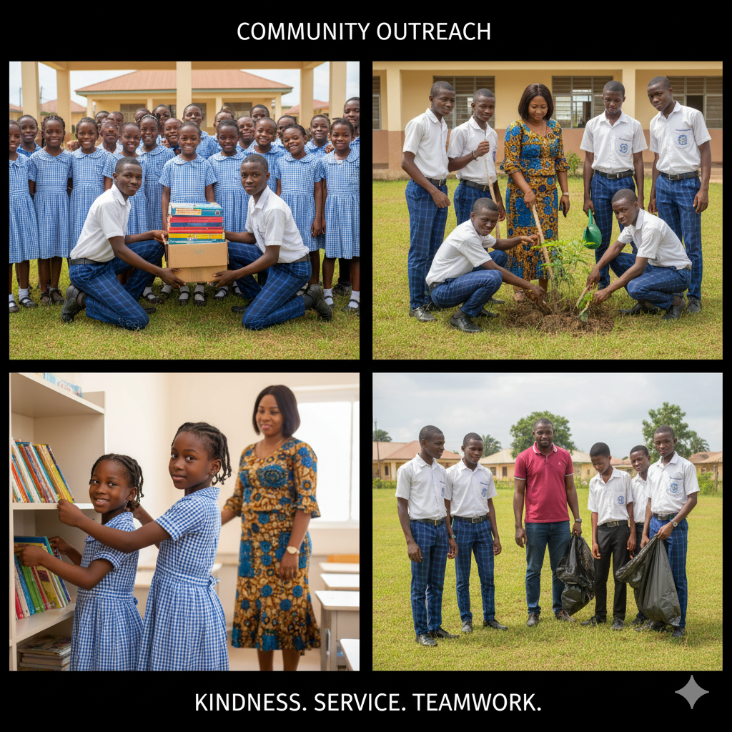 Students of Verbum Dei Academy and International College demonstrating service and community spirit by volunteering in outreach programs and environmental projects.