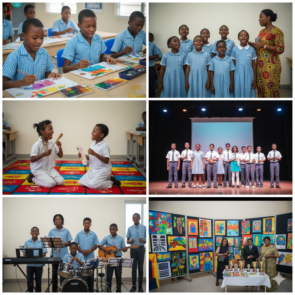 Students at Verbum Dei Schools exploring creativity through painting, music, and drama, building confidence, imagination, and self-expression.