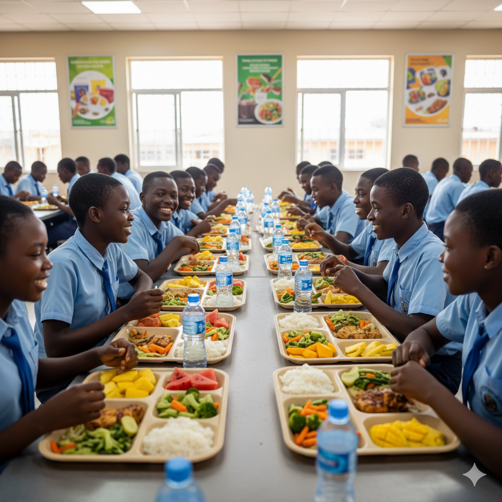 Students at Verbum Dei International College enjoying balanced meals that promote healthy living and nutrition.