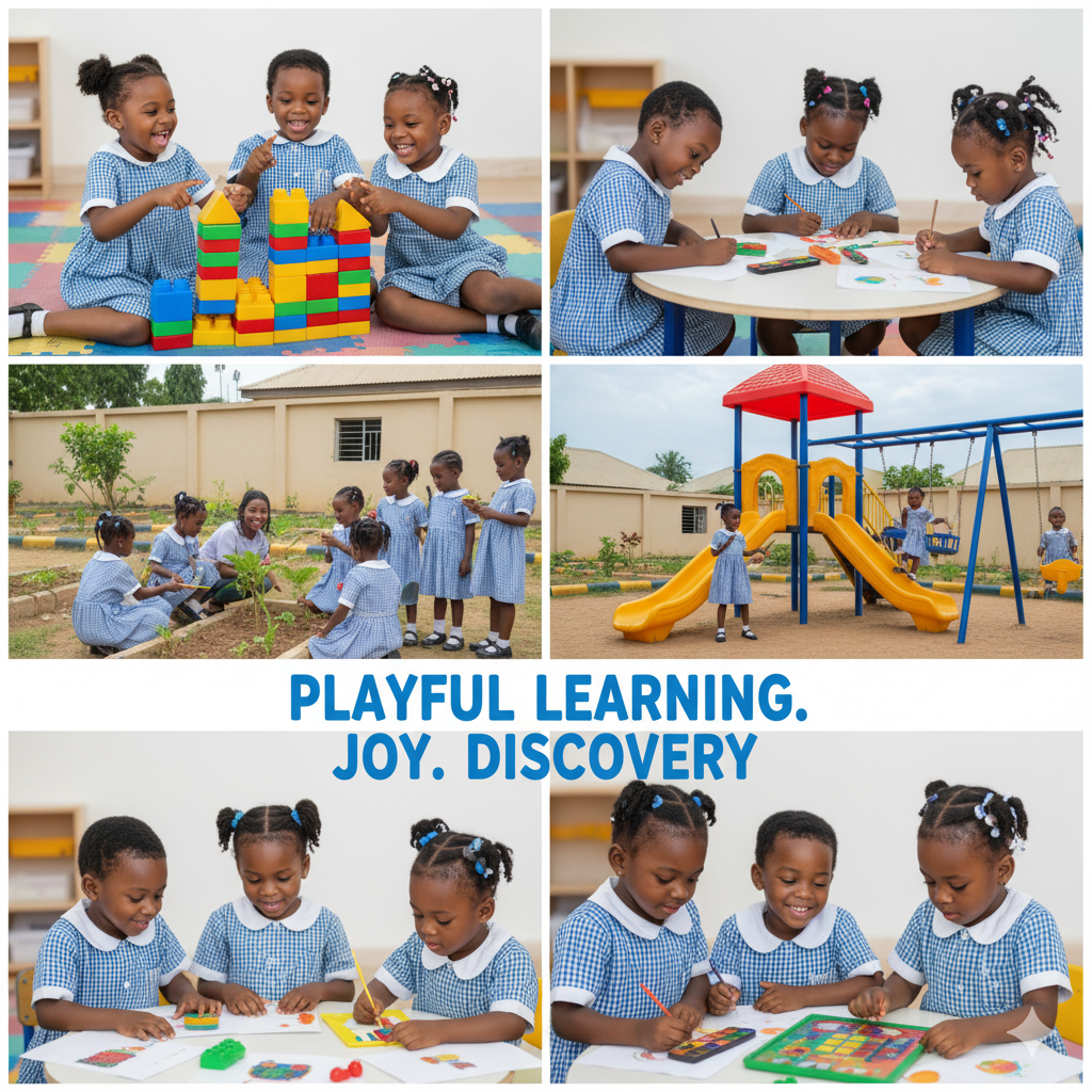Young pupils at Verbum Dei Academy learning through play, exploration, and creative activities in the nursery and primary section.